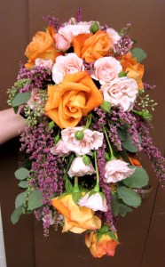Cascade bouquet, pink and orange